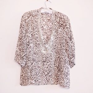 Chico's animal print silk blouse, size large/2